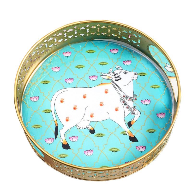 Pordo Pichwai Ethnic Tray - Set Of Two media 3