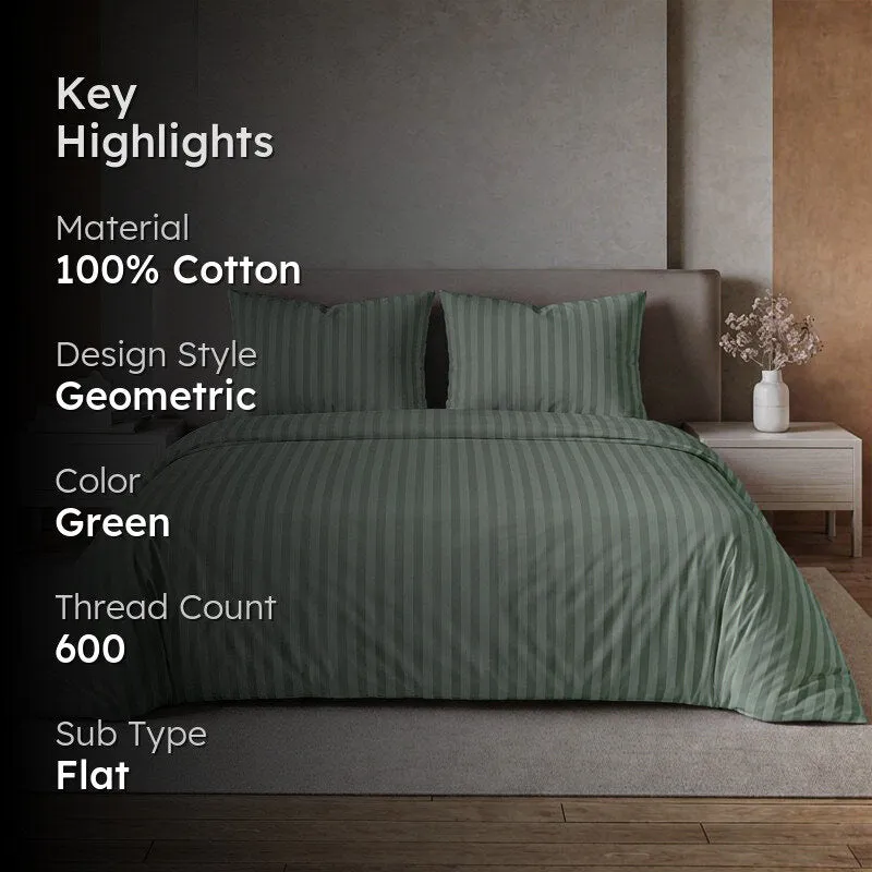 PureLine Cotton Bedsheet (Sage Green) - 600 TC media 2