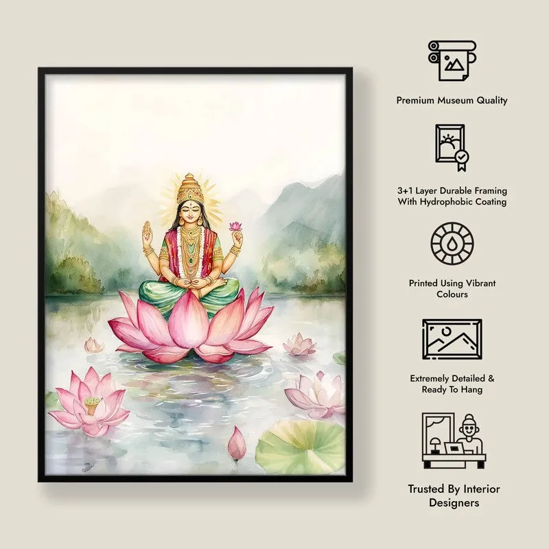 Vishnupriya Spiritual Archival Paper Wall Painting With Frame - Black media 8