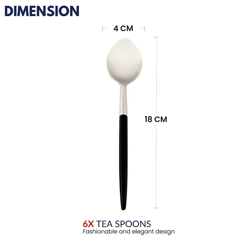Stirling Stainless Steel Spoon Set (Silver & Black) - Set Of Six media 8