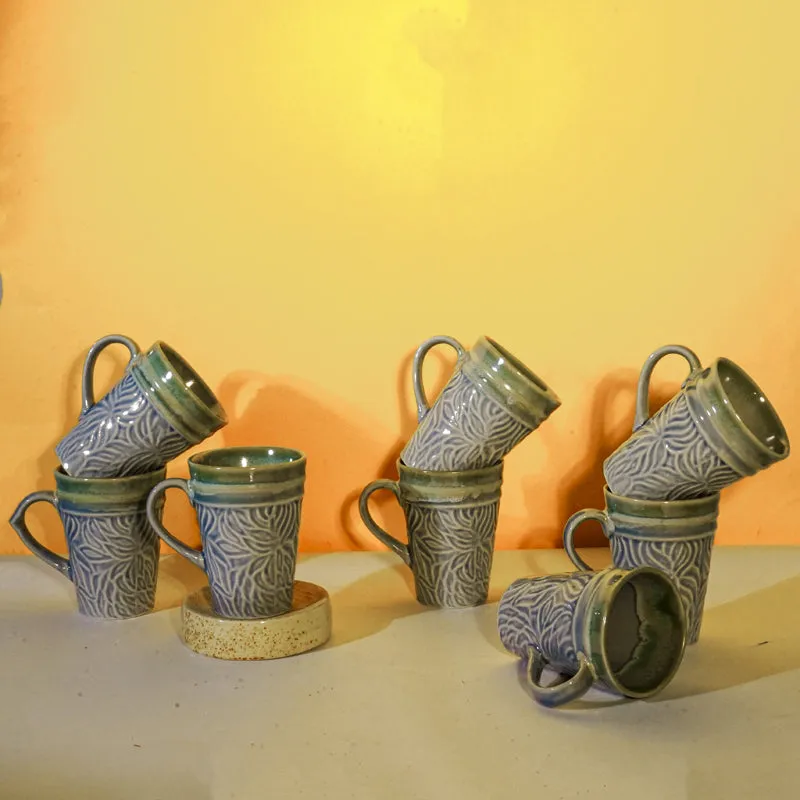 Ceramuse Ceramic Coffee Mug (300 mL Each/Light Blue) - Set of Eight media 1