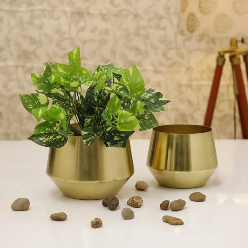 Simone Oak Planter (Gold) - Set Of Two media 2