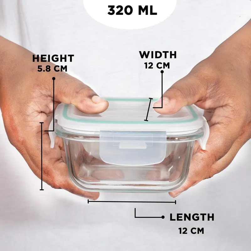 Oliva Square Glass Storage Container (320 ML) - Set Of Three media 7