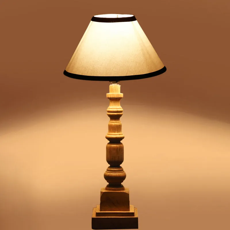 Cotin II Stripe Arbor Wooden Table Lamp - White,Brown media 5
