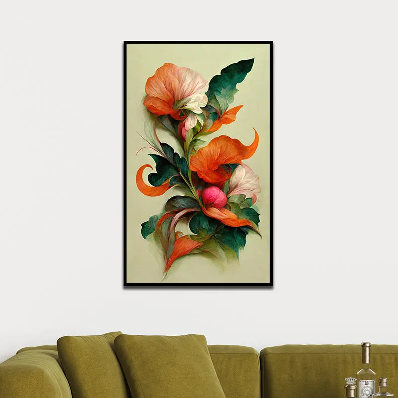 Flaming Petals Floral Canvas Wall Painting With Frame - Black media 5