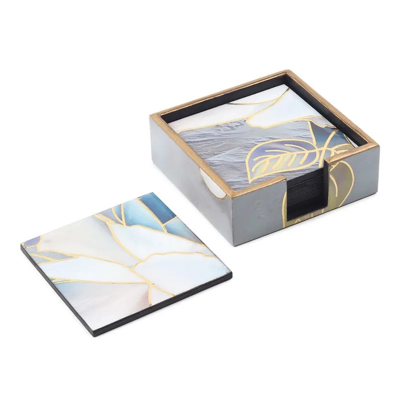 Rosy Wooden Coaster with Stand - Seven Piece Set media 5