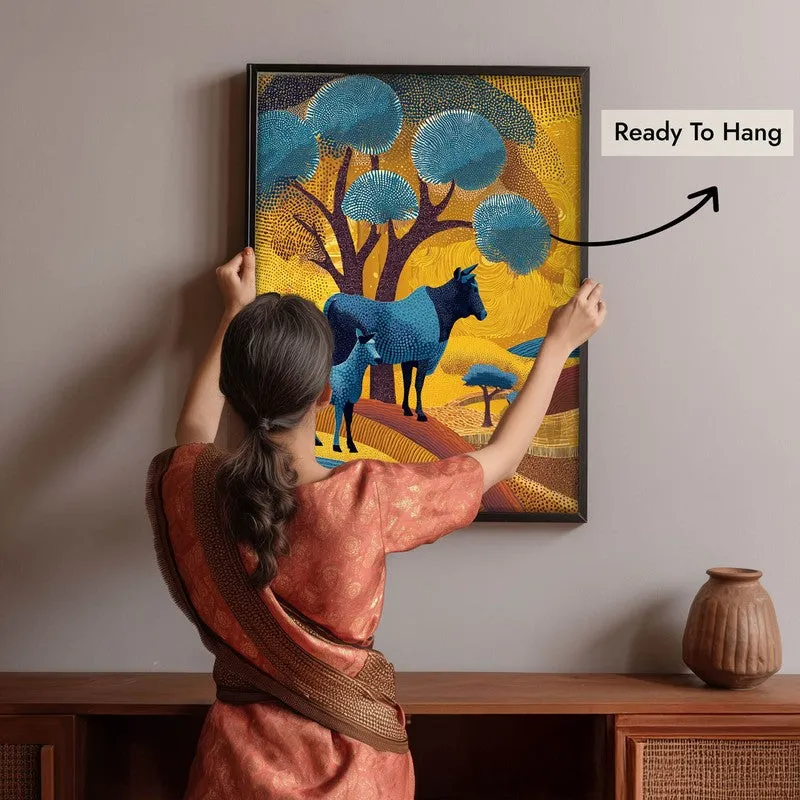 Golden Horizon Canvas Wall Painting With Black Frame media 8