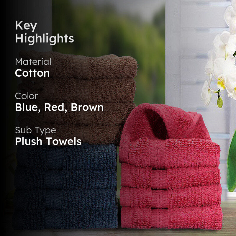 Nuage Cotton Hand & Face Towel (Brown, Pink & Blue) - Set Of Twelve media 2