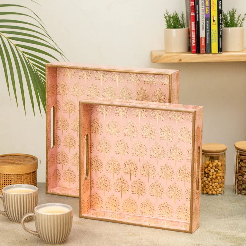 Pink Canopy Square Seving Tray - Set Of Two media 3