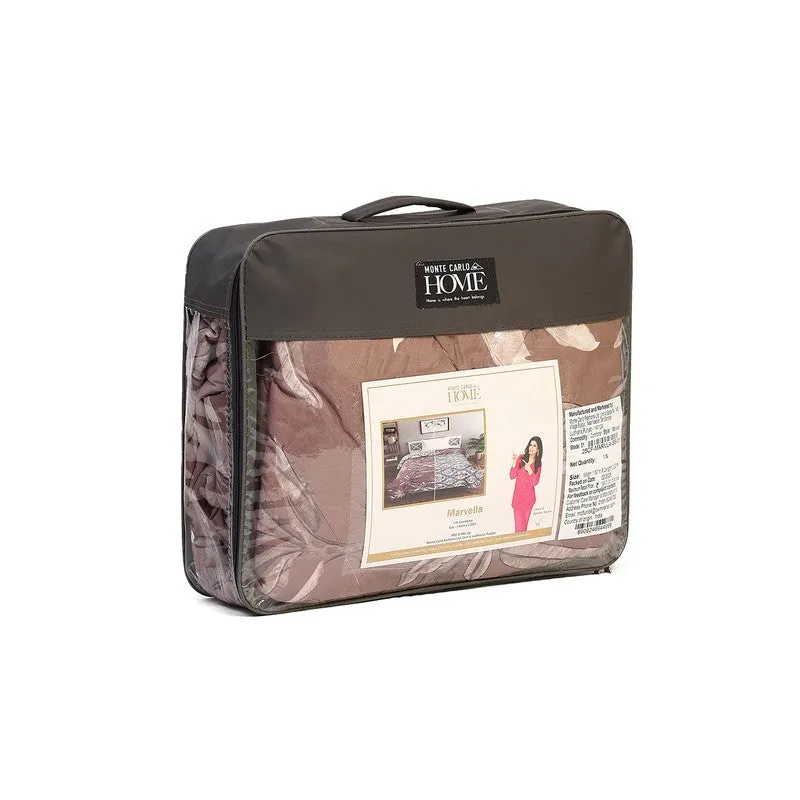 Monte Carlo Bloomira Floral Brown & Polyester Reversible Comforter (Blue) - 120 GSM media 7
