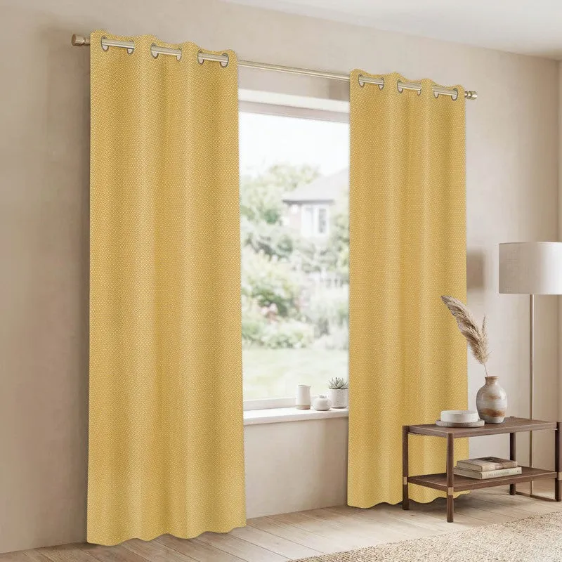 Form Ease Cotton Room Darkening Curtains (Yellow) - Set Of Two media 4