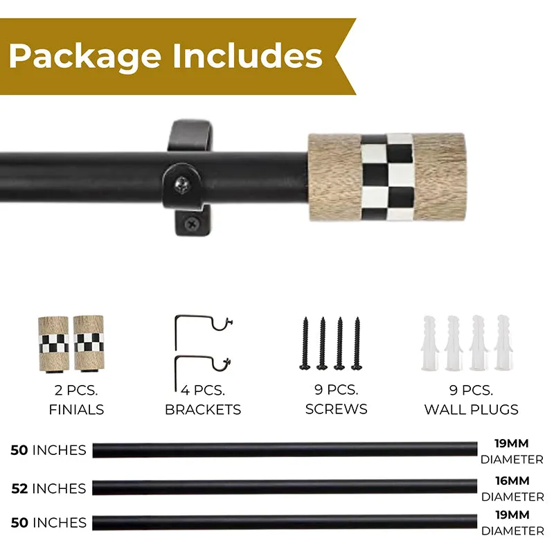 Checkmate Extendable 1" Single Curtain Rods With Round Finial & Brackets media 6