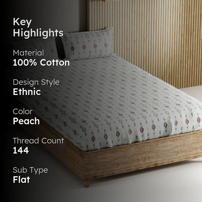 Deynor Cotton Bedsheet (Peach) - 144 TC media 2