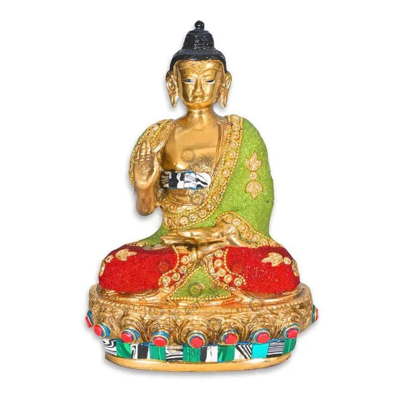 Colourful Gautam Buddha Brass Idol media 3