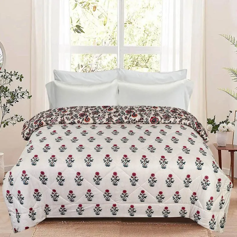Love Floral Cotton Reversible Comforter - 220 GSM media 3