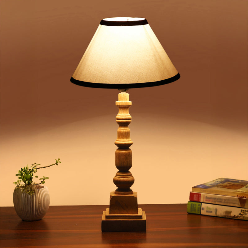 Cotin II Stripe Arbor Wooden Table Lamp - White,Brown