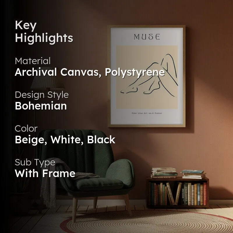 Calm Contour Canvas Wall Painting With Brown Frame media 2