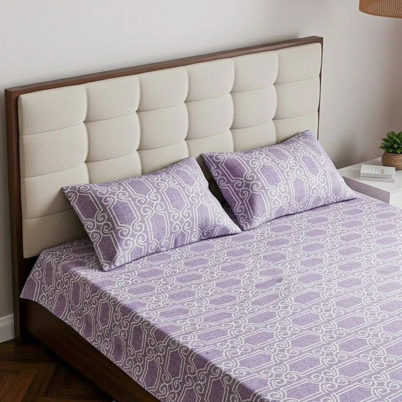 Antira Geometric Cotton Bedsheet (Purple) - 200 TC media 3