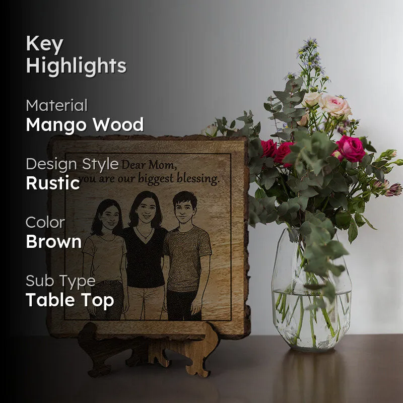 Mom: Our Biggest Blessing Wood Showpiece - Square media 2