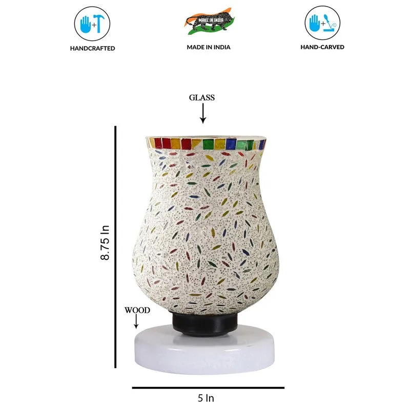 Gloriva Mosaic Glass Table Lamp With Wooden Base - Multicolor media 8