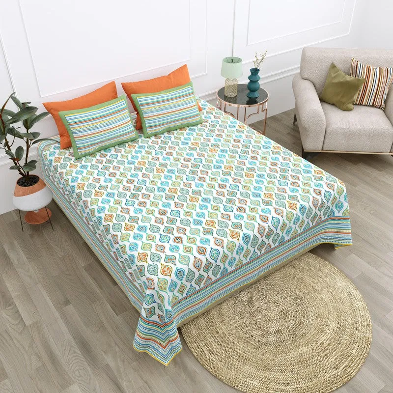 Royal Blend Cotton Bedsheet (Blue) - 120 TC media 3