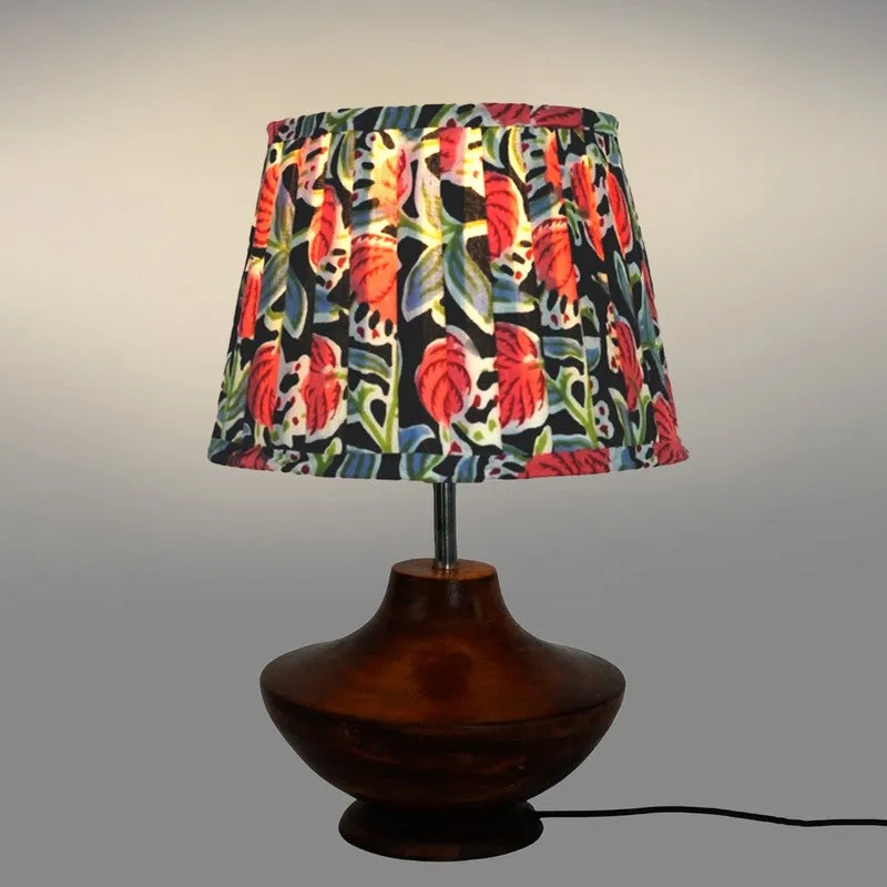 Wildfern Wooden Base Cotton Table Lamp - Multicolor media 4