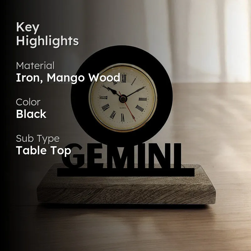 Gemini Zodiac Analog Table Clock media 2