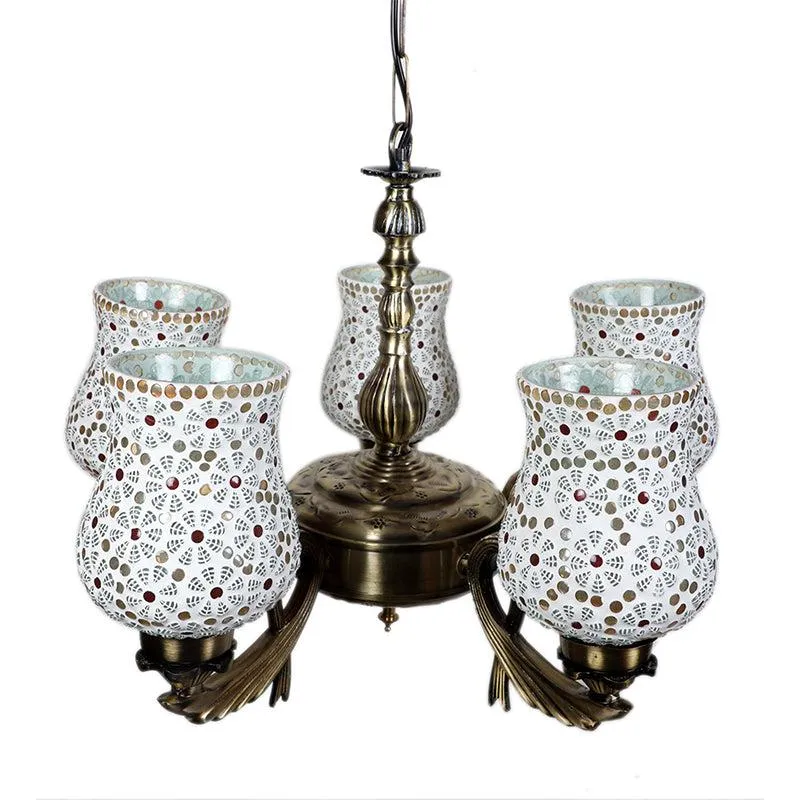 Dinara Vistara Mosaic Golden Antique Ceiling Lamp media 4