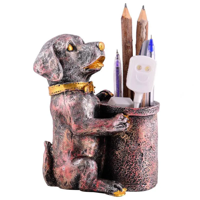 Pen Pal Puppy Painted Polyresin Pen Stand - Copper media 3