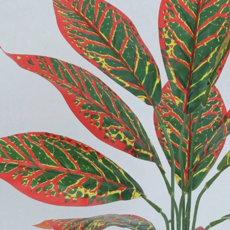 Edena Artificial Red Croton With Black Plastic Pot - 1.6 Feet media 3