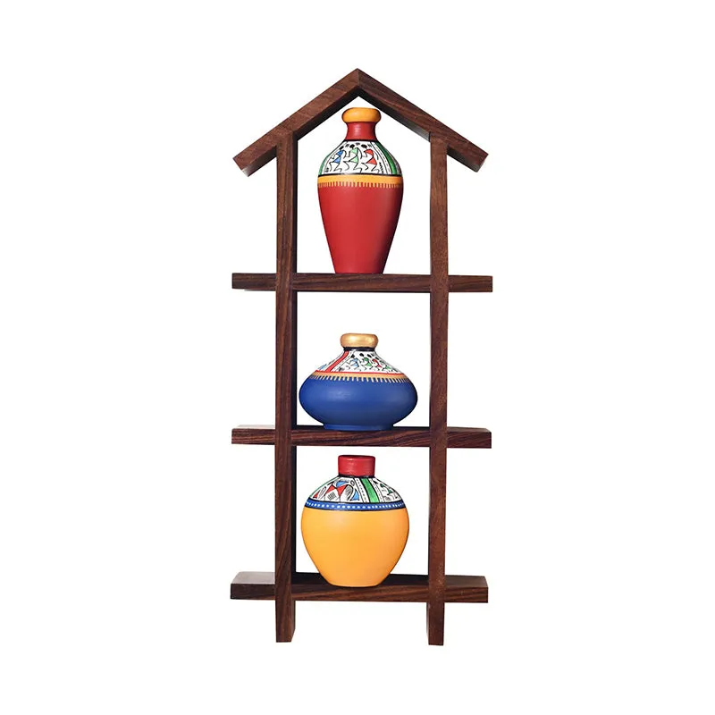 Kutir Kalika Warli Terracotta & Wood Wall Accent - Four Piece Set media 3