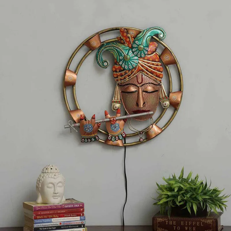 Krishna with Flute Iron Wall Accent media 1