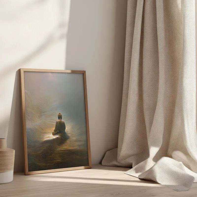 Buddha In Tranquil Harmony I Archival Paper Wall Painting With Brown Frame media 3
