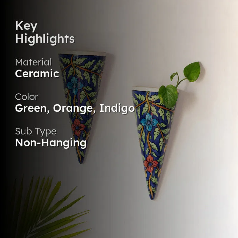 Flora Cone Handpainted Wall Planter - Set Of Two media 2