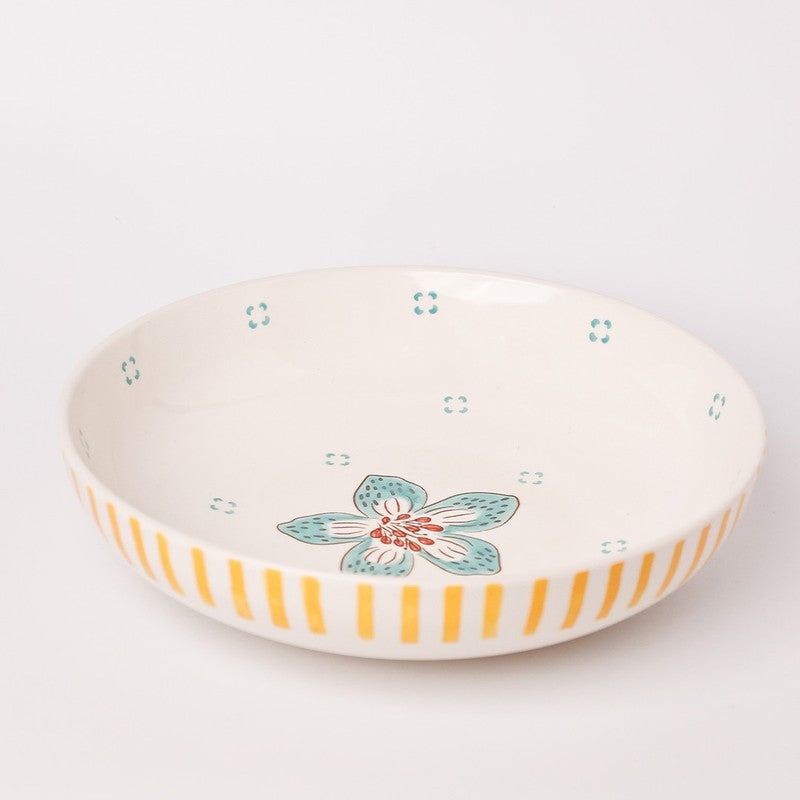 Stripe & Stem Handpainted Ceramic Pasta Bowl media 3