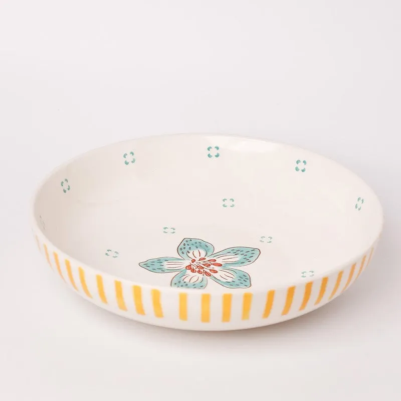 Stripe & Stem Handpainted Ceramic Pasta Bowl media 3
