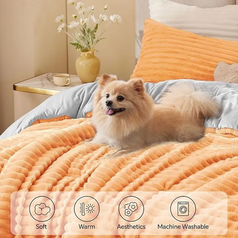 Sleep Scape Faux Fabric Blanket (Peach)- 300 GSM media 5