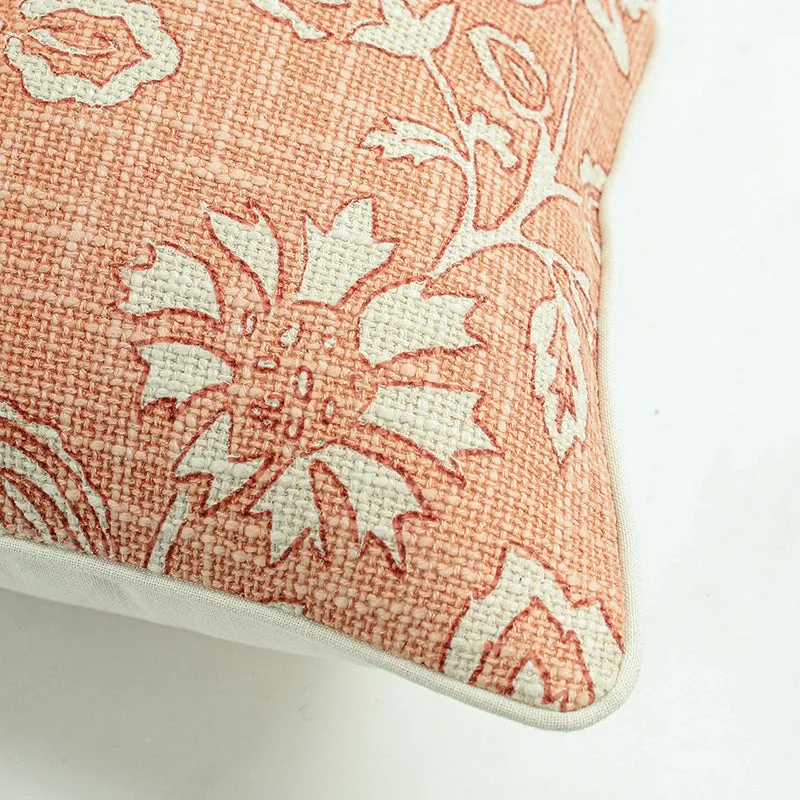 Dewdrop Petals Woven Cotton Cushion Cover (Peach) - Set Of Two media 4