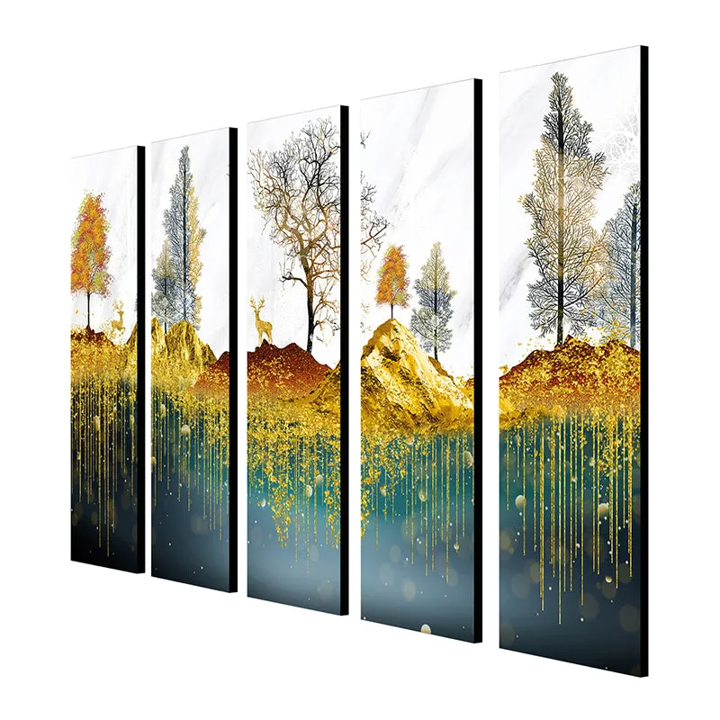 Golden Meadows Canvas Wall Art - Set Of Five media 5