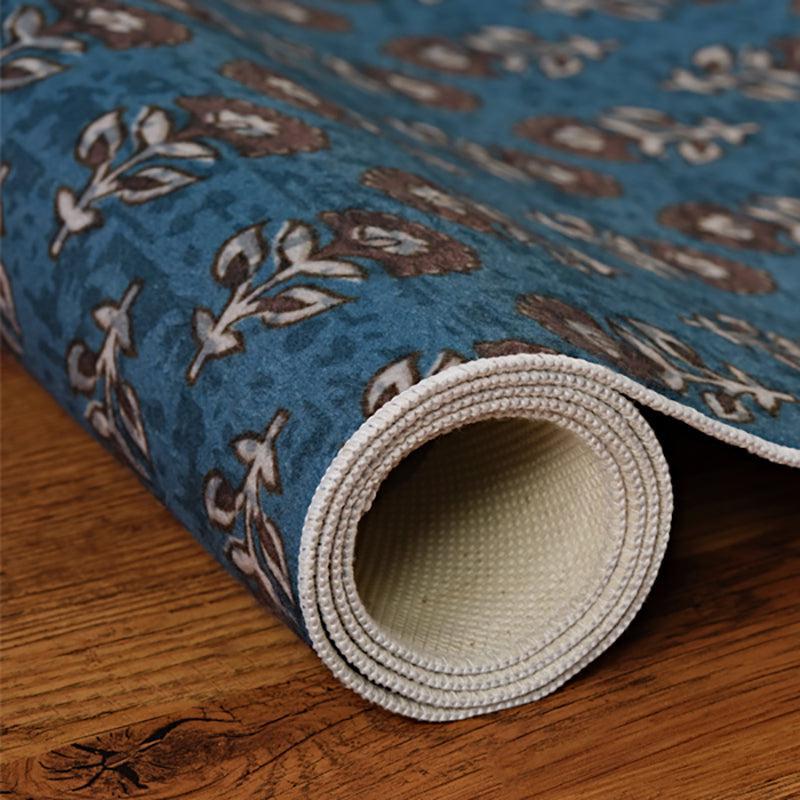 Aldor Ethnic Polyester Anti-Skid Polyester Carpet - Blue media 7