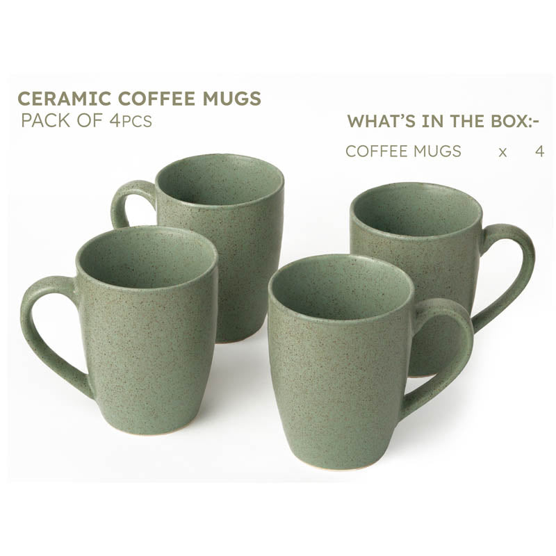Sip & Style Ceramic Coffee Mug (Green/300 mL Each) - Set Of Four media 4