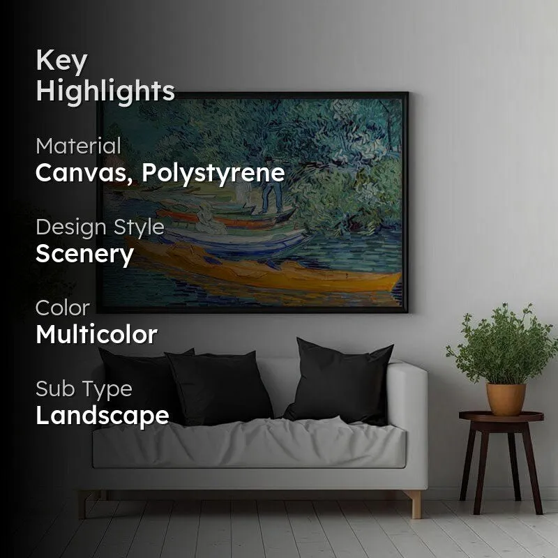 Bank Of The Oise Canvas Wall Art - Black Frame media 2