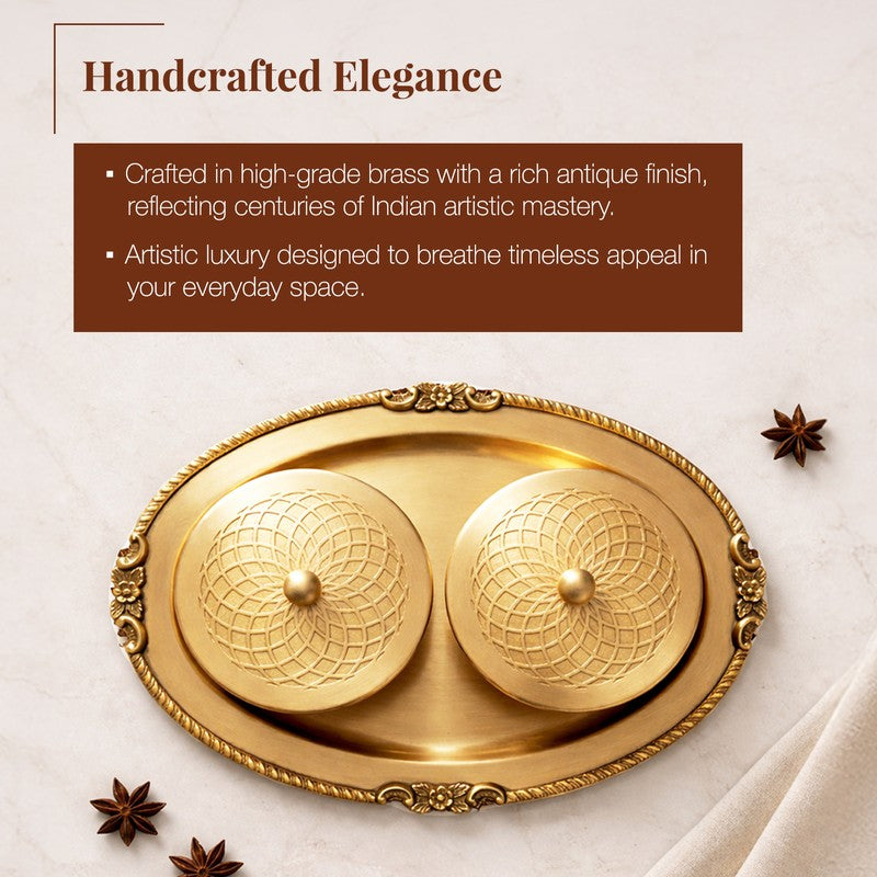 Darbar Brass Dryfruit Container - Three Piece Set media 4