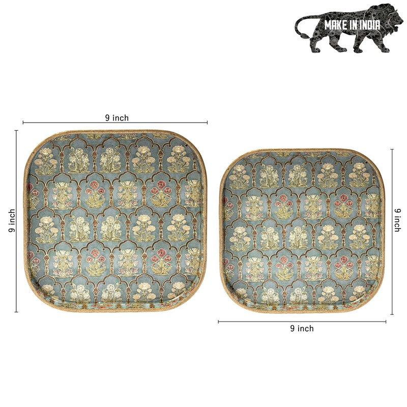 Fleur Jharokhas Square Serving Tray - Set Of Two media 10