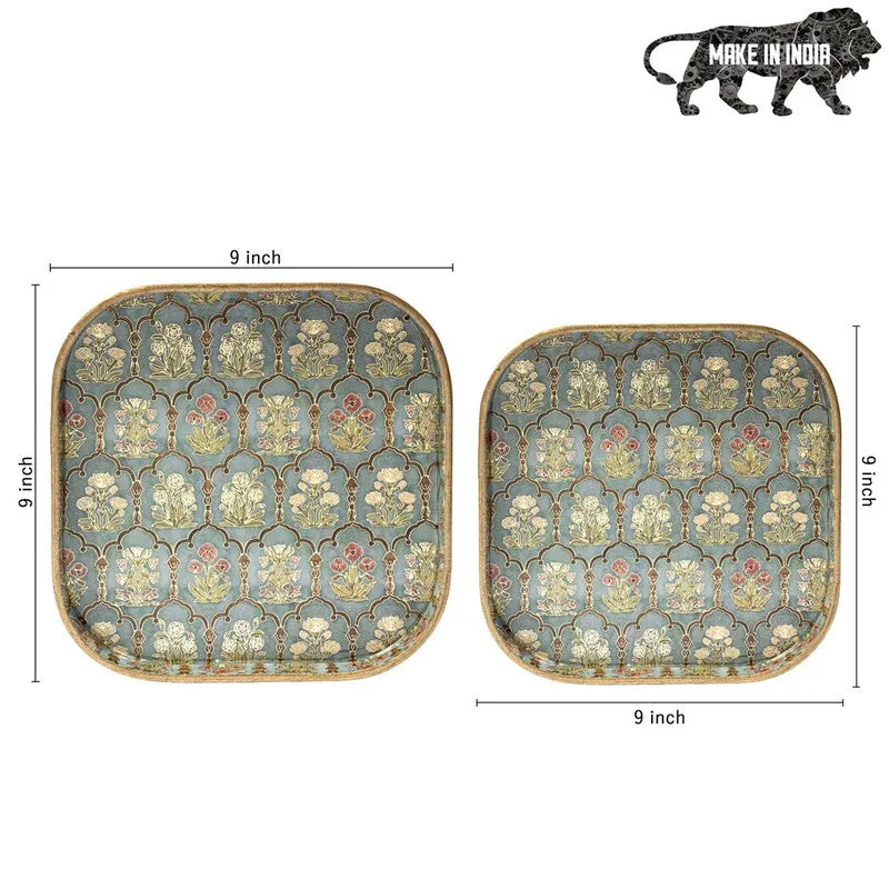 Fleur Jharokhas Square Serving Tray - Set Of Two media 10
