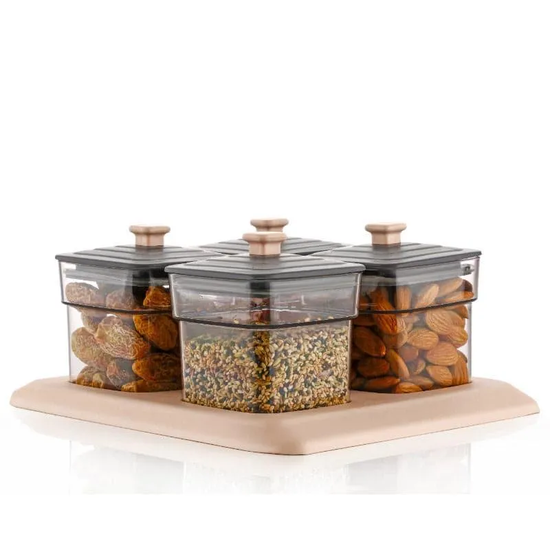 Swift Stack Peach Storage Container With Tray (250 mL Each) - Five Piece Set media 4