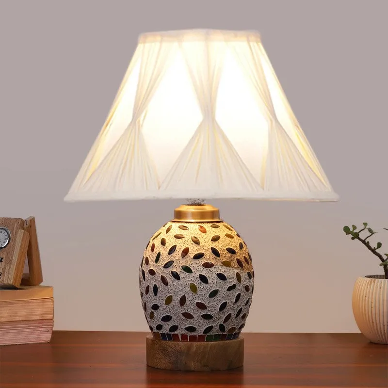 Elyra Smocked Wooden Table Lamp - Multicolor media 3