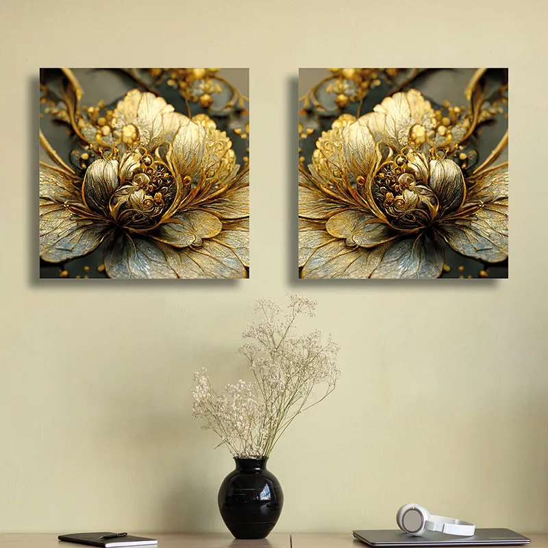 Gilded Nectar Canvas Wall Art - Set Of Two media 1