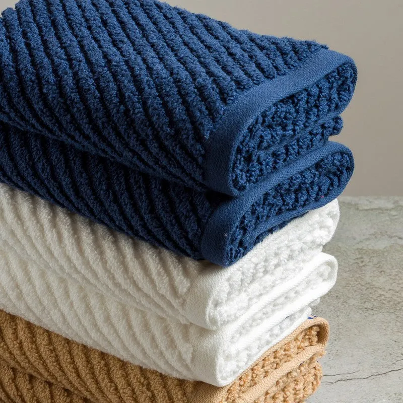 Nautica Riviera Soft Cotton Hand Towel (White, Dark Blue & Yellow) - Set Of Six media 5