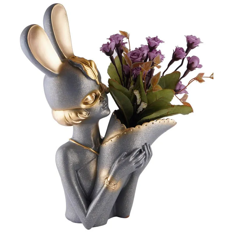 Thaisa Polyresin Vase - Charcoal & Gold media 4
